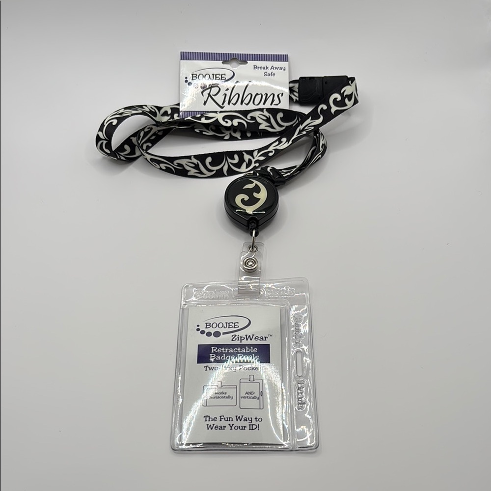 *3 for $15 item* Boojee Ribbons Black and White Lanyard